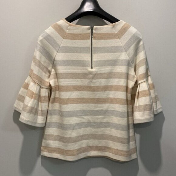 Maeve Helsa Metallic Striped Ruffle Sleeve top medium - Picture 11 of 13